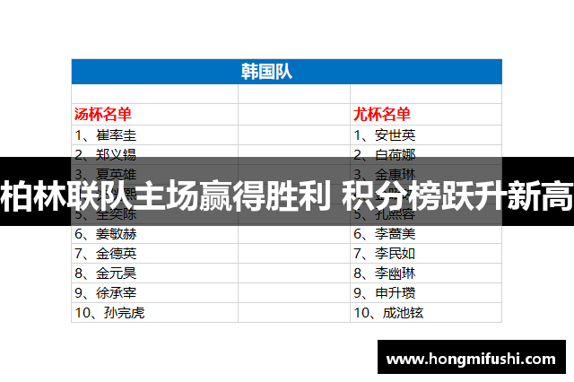柏林联队主场赢得胜利 积分榜跃升新高